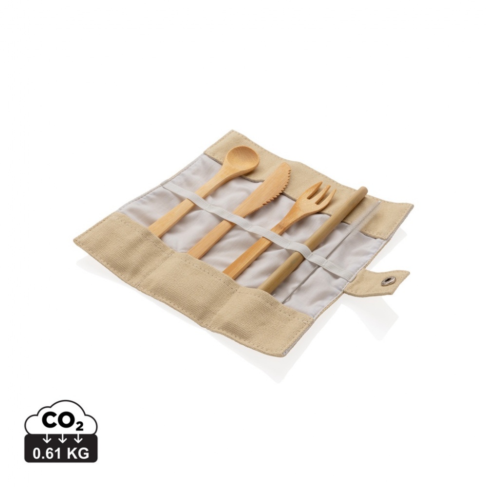 Logo trade corporate gift photo of: Reusable bamboo travel cutlery set